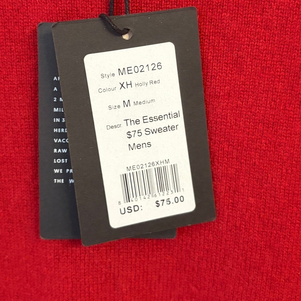 Naadam The Essential Sweater Mens M 100% Cashmere Crewneck Pullover Red NWT - Picture 4 of 10